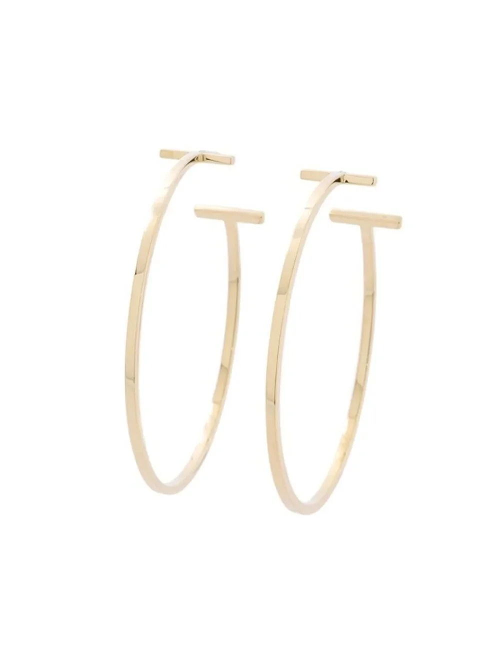 Tiffany & Co Earrings T Wire Hoop Extra Large 18k Yellow Gold